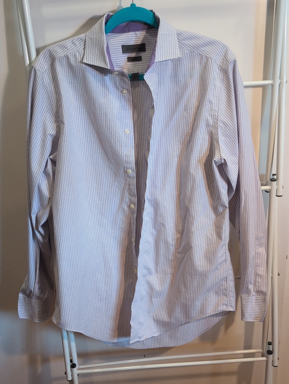 CK Calvin Klein Men's Purple Micro-Check Dress Shirt
